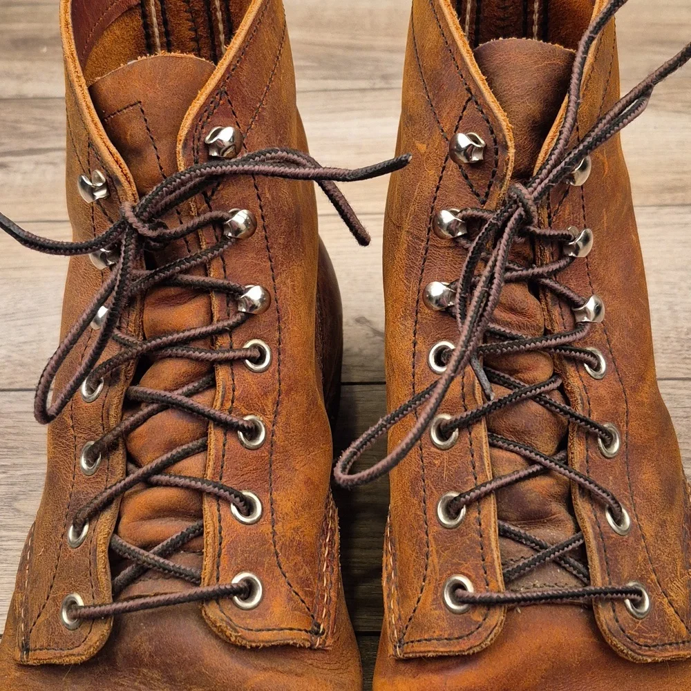 RED WING Iron Ranger 8085 Copper Brown Leather Sz 10.5 D Mens Lace Up Work Boots